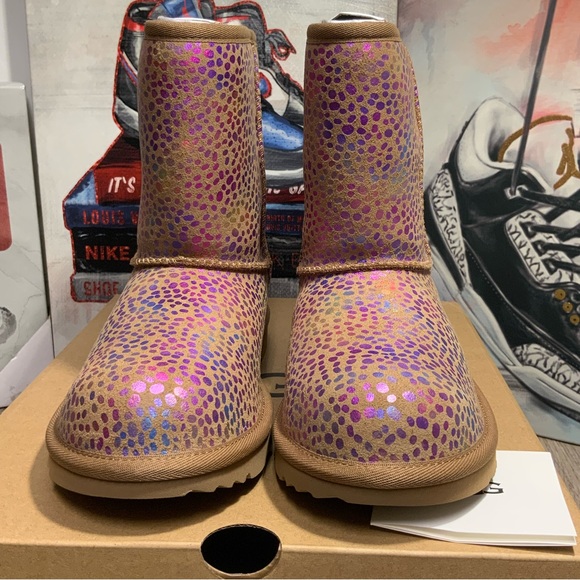 NEW UGG Classic II Spots Boots Chestnut Sparkle Suede SIZE 5Y/6.5W - Picture 3 of 12